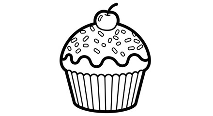 Delicious Cupcake with Cherry and Sprinkles on Isolated White Background