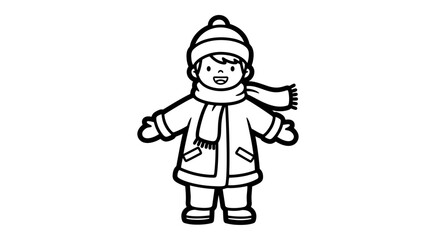 Cute Child Wearing Warm Winter Clothes on Isolated White Background