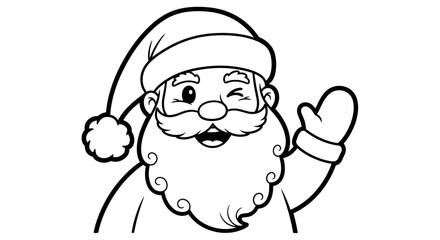 Cheerful Santa Claus Waving and Winking on Isolated White Background