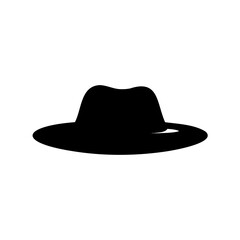 Classic black fedora hat silhouette on a clean white background design