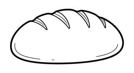 Freshly Baked Loaf of Bread on an Isolated White Background for a Coloring Book