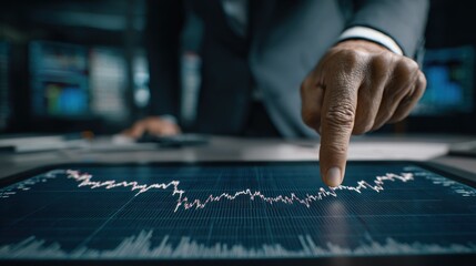 Business person analyzing stock chart