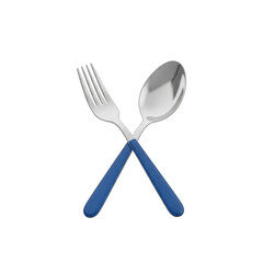 Silver fork and spoon crossed isolated on transparent background
