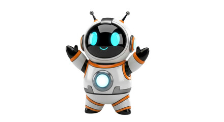 Friendly futuristic robot greets you with open arms, a charming mascot for tech companies, modern AI solutions, and innovative technology ventures