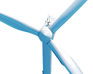 Minimal Top View of Single Offshore Wind Turbine in Blue Sea