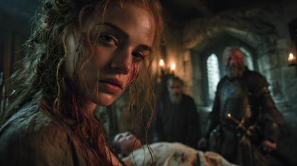 Obraz premium portrait of a handsome young woman in prison 