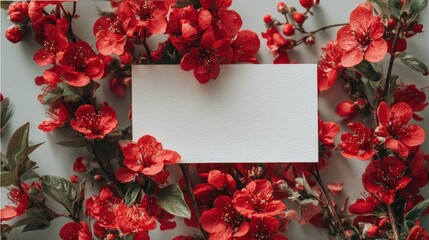 Red flowers blank card