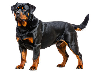Obraz premium Rottweiler Standing Guard in Side Profile, Transparent Background”