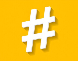 Bold white hashtag on a vibrant yellow background