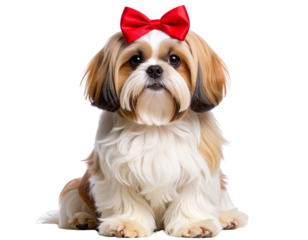  Shih Tzu with Groomed Top Knot and Decorative Bow, Transparent Background”
