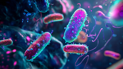 Fototapeta premium Microscopic view of bacteria and probiotics