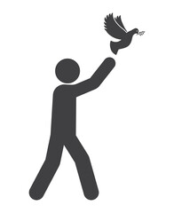 person man release dove peace symbol icon