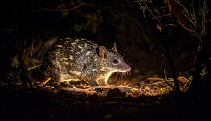 Bandicoot Foraging Under Australian Scrub in Cinematic Night Rim Light
