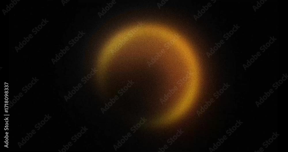 Wall mural abstract gold, yellow and orange pulsating gradient opened ring, looped animation on black backgroun