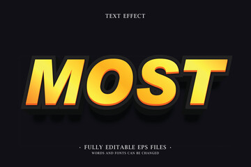 MOST Text Effect 3D Style with Gold and Black
