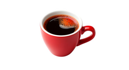 A steaming red mug filled with rich, aromatic coffee, ready to energize your day.