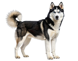 Obraz premium Siberian Husky Standing in Profile with Piercing Blue Eyes, Transparent Background”