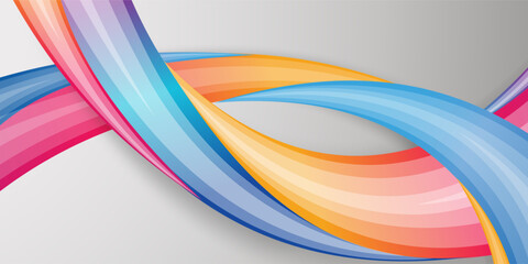 Abstract colorful wave lines with smooth gradients in blue, orange, and pink tones on a light background. Futuristic, elegant, and modern design for creative projects.