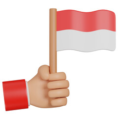3d render Indonesia Flag in Hand  icon 