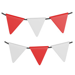 Festive bunting with red and white triangle flags for celebration