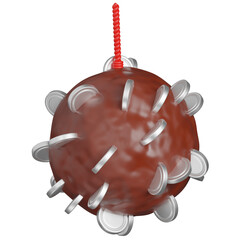 3D Rendered Coin Ball with Red Cord icon 