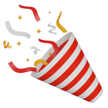 P3d render arty Popper Explosion with Confetti icon 