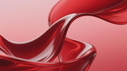 Abstract flowing red liquid with glossy surface and smooth curves