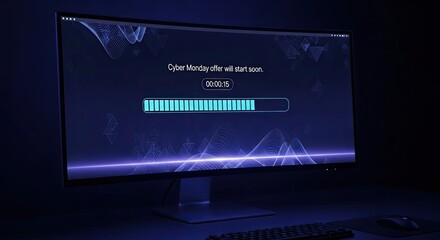 Computer screen displaying a loading bar with progress indicator