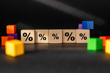 Change in interest rate. Business background. Financial concept. Sales, loans, credits, copy space