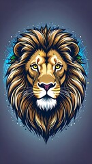 Lion's regal head in vibrant style