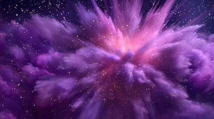 Vibrant cosmic scene with purple hues, dynamic streaks of deep violet and lavender, subtle pink accents,