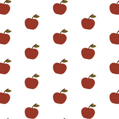 Seamless apple fruit pattern illustration in flat minimalist style on white background