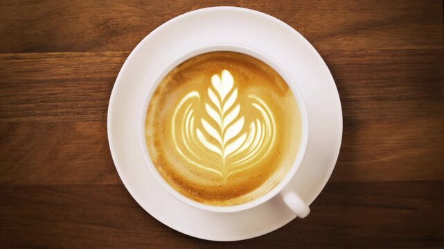 Close-up of latte art in cappuccino cup