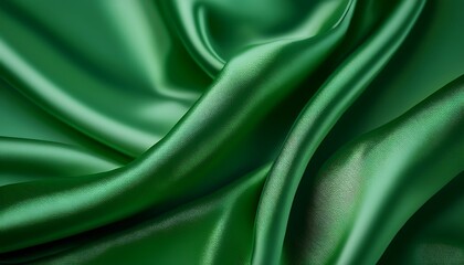 Fototapeta premium A Close Up Of Rich Flowing Green Silk Fabric Captures Its Glossy Texture And Sumptuous Folds Ideal For Backgrounds Or Luxury Design Elements