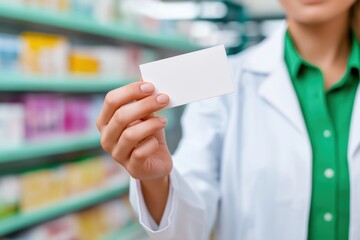 Pharmacist Holding Blank Business Card Template