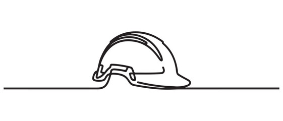 continuous line of engineer safety helmet.single line engineer helmet vector. one line Icon drawing with white background