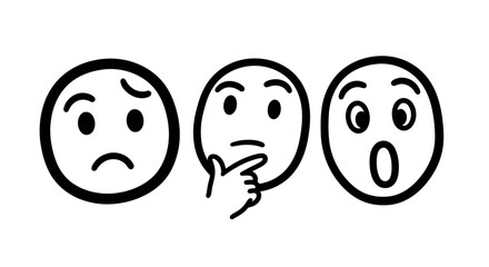 A sequence of emotional cartoon faces