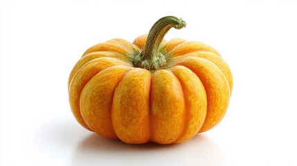 Obraz premium Isolated autumn gourd. A round, orange fruit vegetable with a green stem. Perfect for fall harvest, seasonal recipes, and holiday decorations.
