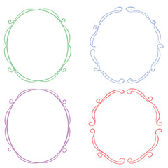 Whimsical Oval Wedding Frames – Hand-Drawn Vintage Black Line Set