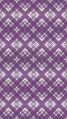 Elegant seamless geometric diamond plaid pattern in sophisticated shades of purple and grey offers timeless style for textile and design projects.