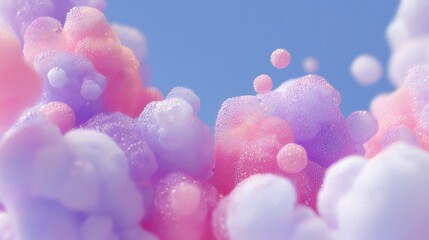 An array of spherical foam-like shapes in varying sizes and colors creates a vibrant and abstract composition against a 