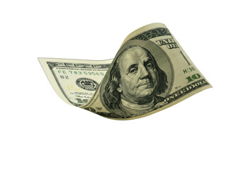 Ultra-macro close-up of crisp one hundred dollar bill, showing intricate details. Dramatic studio lighting on transparent, financial value concept