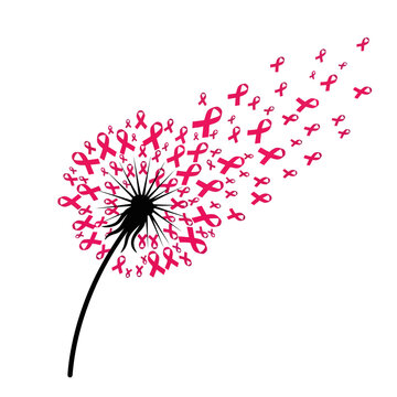 Spreading hope and awareness with a beautiful dandelion illustration featuring numerous pink ribbons, a powerful symbol for Breast Cancer Awareness Month and the fight for a cure
