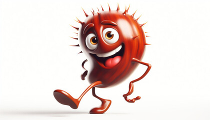 Adorable 3D chestnut cartoon. Autumn fruit
