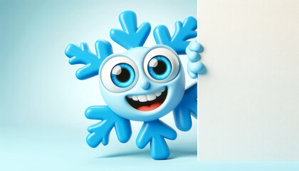 Adorable 3D snowflake cartoon. Christmas time
