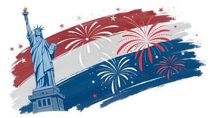 Independence Day Abstract Brush Stroke PNG – Patriotic Red White Blue Paint Strokes, Fireworks Inspired, Transparent Background, Hand-Painted Texture, Modern Artistic Celebration
