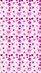 Adorable pink character pattern creates a whimsical and charming backdrop for children's designs and playful branding applications