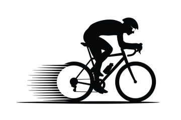 Obraz premium Dynamic silhouette of a cyclist in motion with speed lines