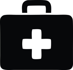 First aid kit medical symbol icon silhouette graphic design emergency healthcare assistance symbol represents help care safety relief aid emergency