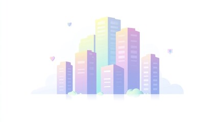 Obraz premium Pastel cityscape illustration